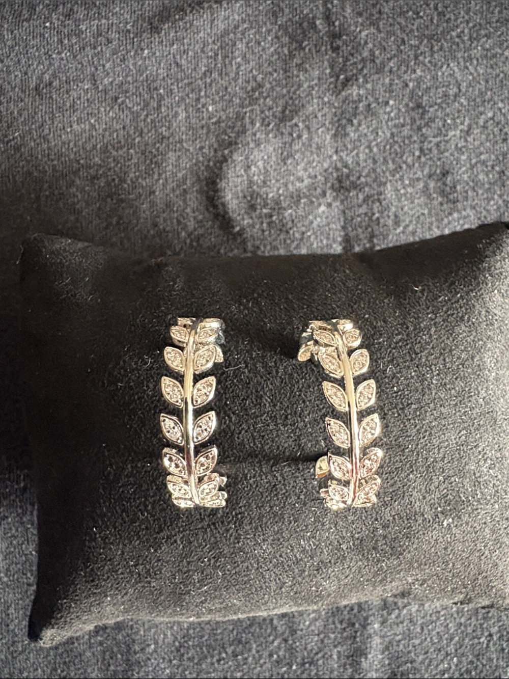 Silver Leaf Vine Hoop Earrings - Elegant Women's Jewelry